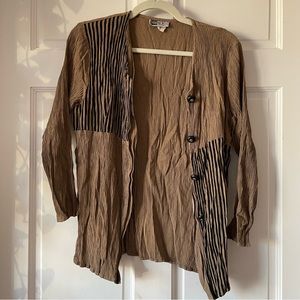 Vintage pleated tan colorblock top